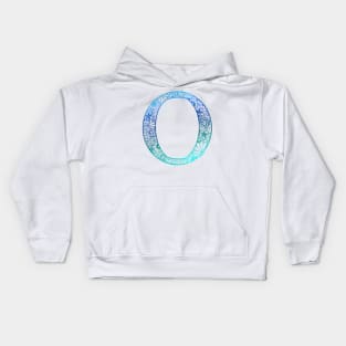 Floral Letter Capital O Blue Kids Hoodie